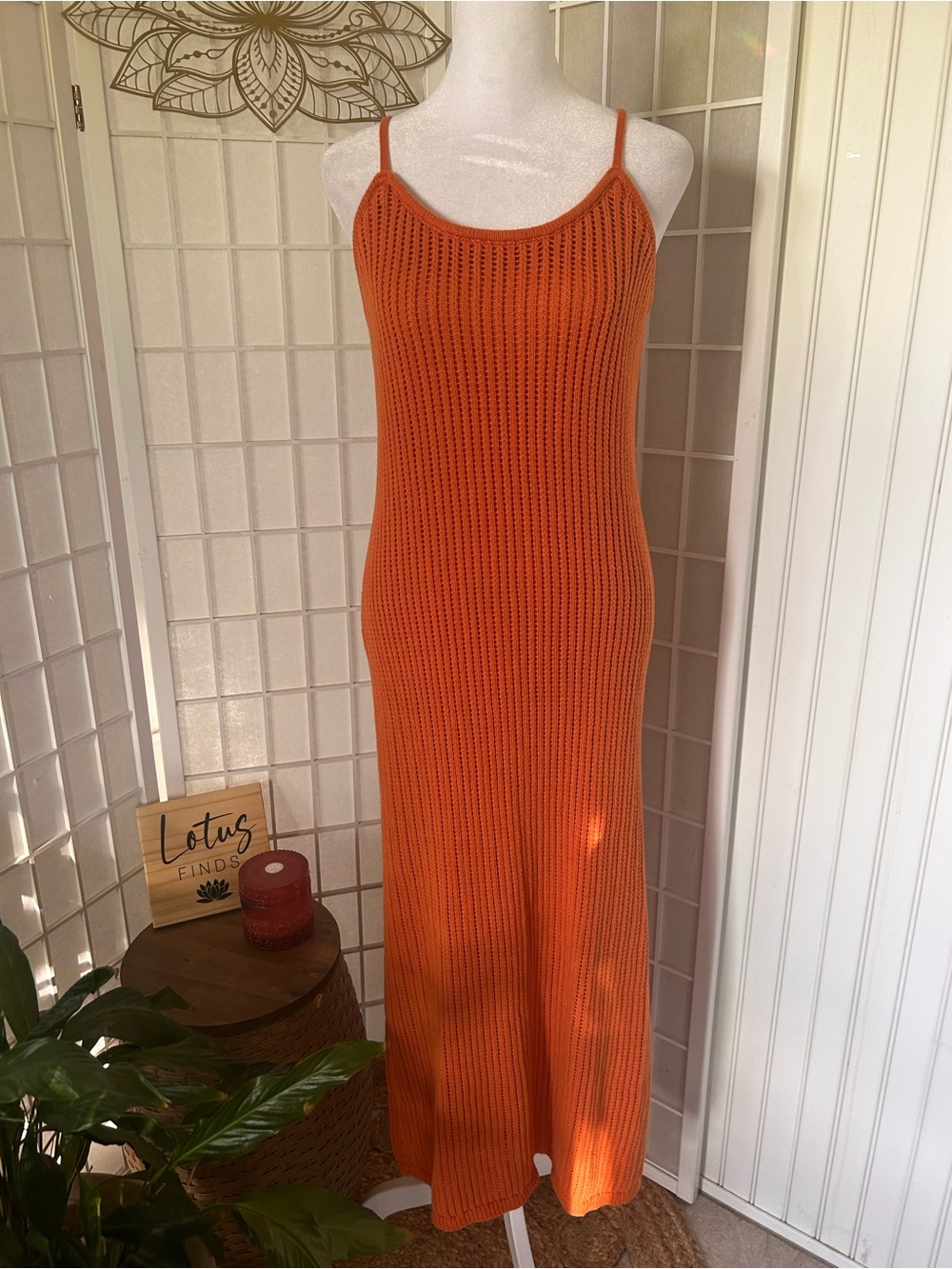 Freshman 1996 Burnt Orange Knit Maxi Sweater Dress Medium